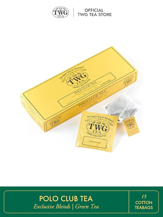 TWG Tea | Polo Club Tea | Green Tea | Caramel | 15 Hand Sewn Cotton Teabags | Gift Set - Bloomnest