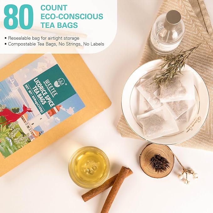 WT WEETEE Licorice Spice Herbal Tea Bags, 2g x 80 Counts, Sweet with Warming Spices Tea Includes Licorice Root, Ginger, Clove, Cinnamon & More, Natural Caffeine-free - Bloomnest