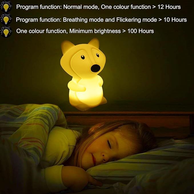 Large Size Fox Night Lights for Kids Animal Bedside Lamps, Decorative Lights, Mood Light, Soft Light, Portable Color Changing Gift for Children Girls Boys Student Teen - Large - Bloomnest