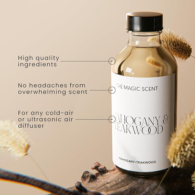 The Magic Scent Mahogany & Teakwood Diffuser Oil - Hotel & Home Luxury Scents Inspired by Abercrombie & Fitch - Diffuser Oil Scents for Home Designed for Use in All Diffusers - 8.5 fl oz, 250 mL - Bloomnest