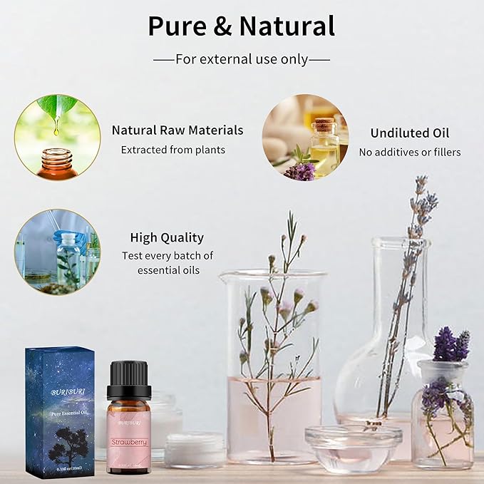 BURIBURI Strawberry Fragrance Oil, Premium Grade Strawberry Scented Oil 10ml Essential Oil for Diffusers, Candle Making - Bloomnest