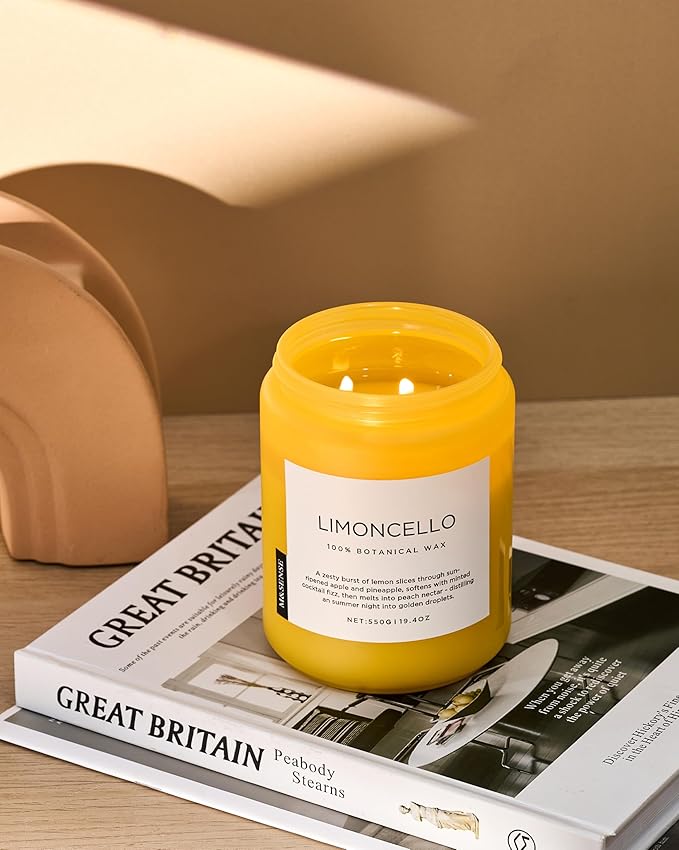M&SENSE Limocello Summer Scented Candle, 19.4oz 110 Hours Long Lasting Burn Non Toxic Natural Soy Wax Lemon Highly Scented for Home Decor, 2 Wick Relaxing Candle Gifts for Yoga Spa Meditation - Bloomnest