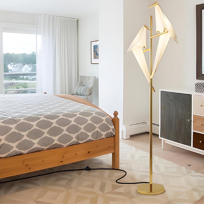 68 Inch Bird Floor Lamp, Gold Bird Lamp Swing Floor Light Fixtures, Modern LED Standing Floor Lamp for Bedroom Living Room - Bloomnest