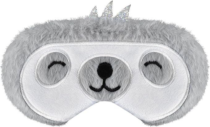 Cute Sleep Masks Cartoon Animal Sloth Eye Masks Soft Plush Sleeping Mask Travel Blindfold Eye Shade for Kids Girls & Adults (Smile Sloth) - Bloomnest
