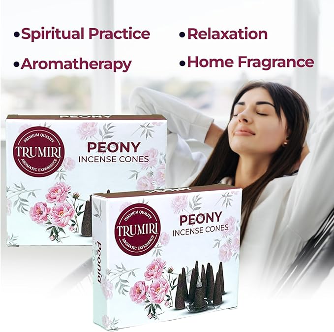 Peony Scented Incense - 60 Cones, Pack of 6 (10 Cones Each) TRUMIRI