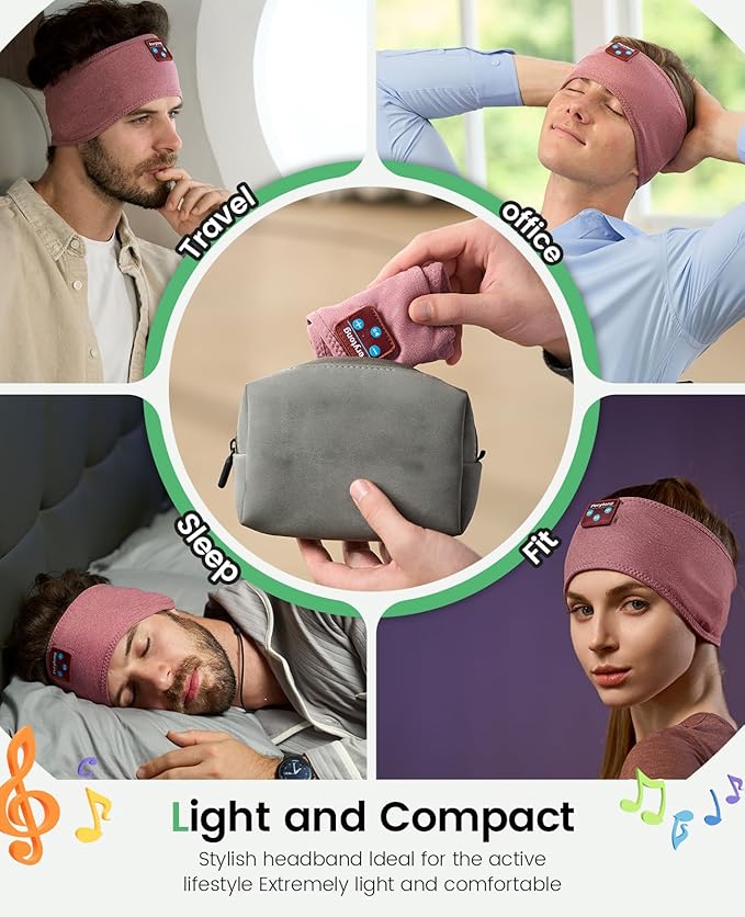 Perytong Sleep Headphones Bluetooth 5.2 Headband, Sports Wireless Earphones Music Sleeping Eye Mask Earbuds with HD Stereo Speaker for Mom Dad Women Men Teen Running Cool Gadgets Unique Gifts - Bloomnest