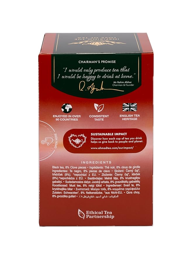 Ahmad Tea Black Tea, Clove Teabags, 20 ct (Pack of 6) - Caffeinated & Sugar-Free - Bloomnest