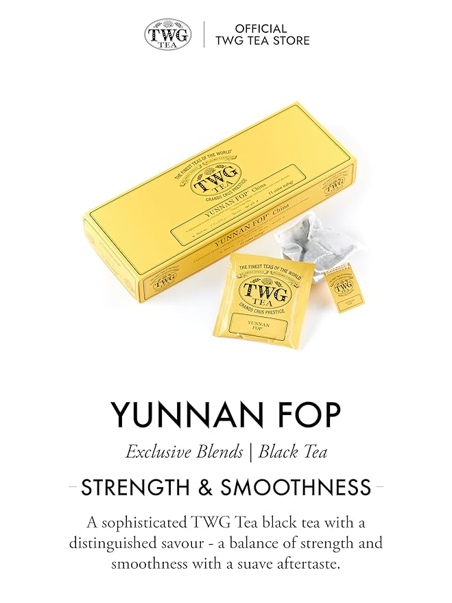 TWG Tea | Yunnan FOP | Black Tea | Earthy Suave Aftertaste | 15 Hand Sewn Cotton Teabags | Gift Set - Bloomnest