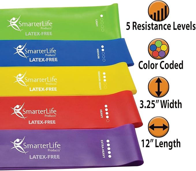 SmarterLife Resistance Bands for Working Out, Latex-Free Exercise Bands for Women, Men, 5 Extra Wide Workout Bands for Weight Loss, Home Gym, Booty Bands, Physical Therapy Bands, Workout Guide - Bloomnest