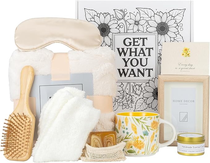 Foldifyzen Birthday gifts for women, Get well soon gift baskets,care package with sunflower coffee mug,sunflower pattern gift box to color as unique gift baskets for women. - Bloomnest