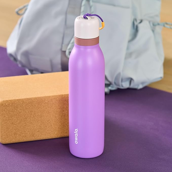 Owala FreeSip Twist Insulated Stainless Steel Water Bottle with Straw for Sports and Travel, BPA-Free, 24-oz, Purple/Purple (California Grapevine) Owala