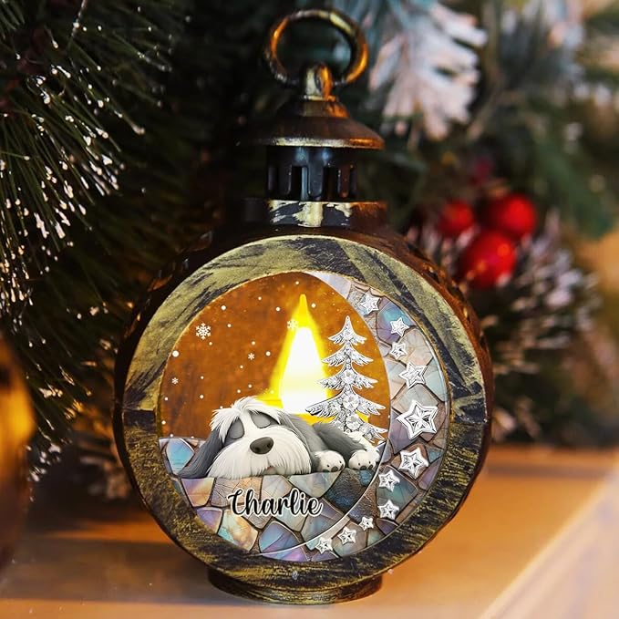 WRAPPINESS Personalized Sleeping Dog Christmas Lantern for Dog Lovers, Memorial Lantern Loss of Dog, Deepest Sympathy Gift for Pet Loss, Hardest Goodbye Dog Remembrance Gift - Bloomnest