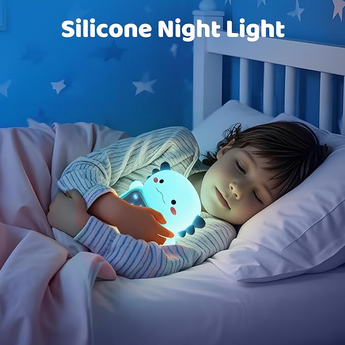 Axolotl Alarm Clock with Night Light for Kids, Rechargeable Silicone Lamp Time to Wake Clock Cute Animal Tabletop Lamp, Perfect Sleep Companion for Boys Girls, Blue - Bloomnest