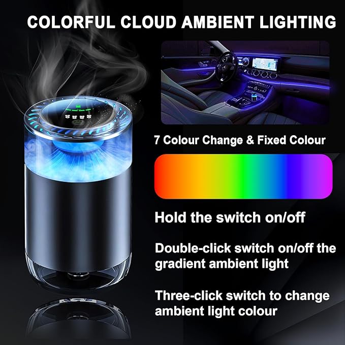 Smart Car Air Freshener & Car Diffuser with Auto On/Off, RGB Light Aroma para Carros for Men, Women, Office & Bedroom（Ocean） - Bloomnest