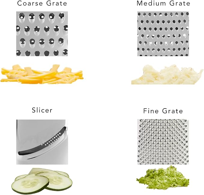 KitchenAid Gourmet 4-Sided Stainless Steel Box Grater with Detachable Storage Container - Bloomnest