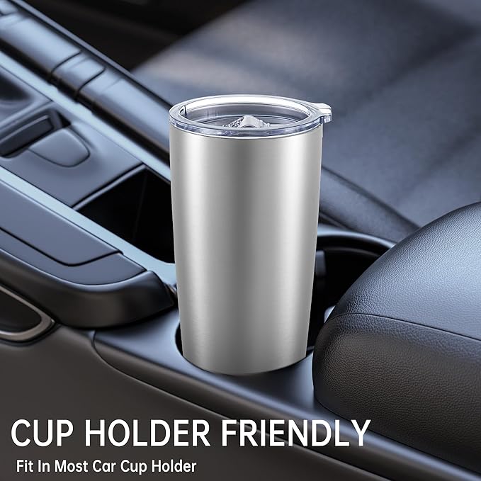 20 oz Tumblers Bulk Stainless Steel Tumbler with Lid Double Wall Vacuum Insulated Coffee Mug 20oz Powder Coated Cup for Hot and Cold Drinks, Stainless, 12 pack - Bloomnest