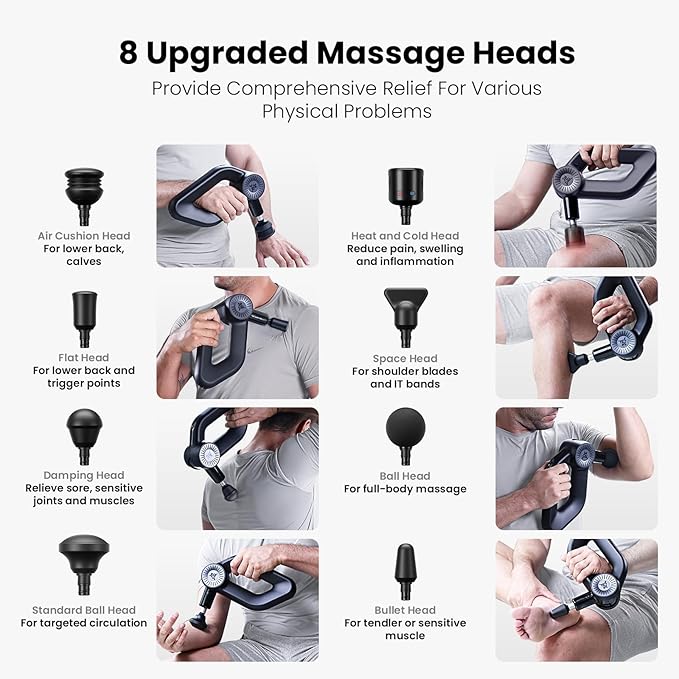 BOB AND BRAD D6 Pro Max+ Massage Gun with Heat and Cold, Powerful Deep Tissue Percussion Massager with 16mm Amplitude, Professional Muscle Massager Gun for Athletes, Quiet Electric Handheld Massager - Bloomnest