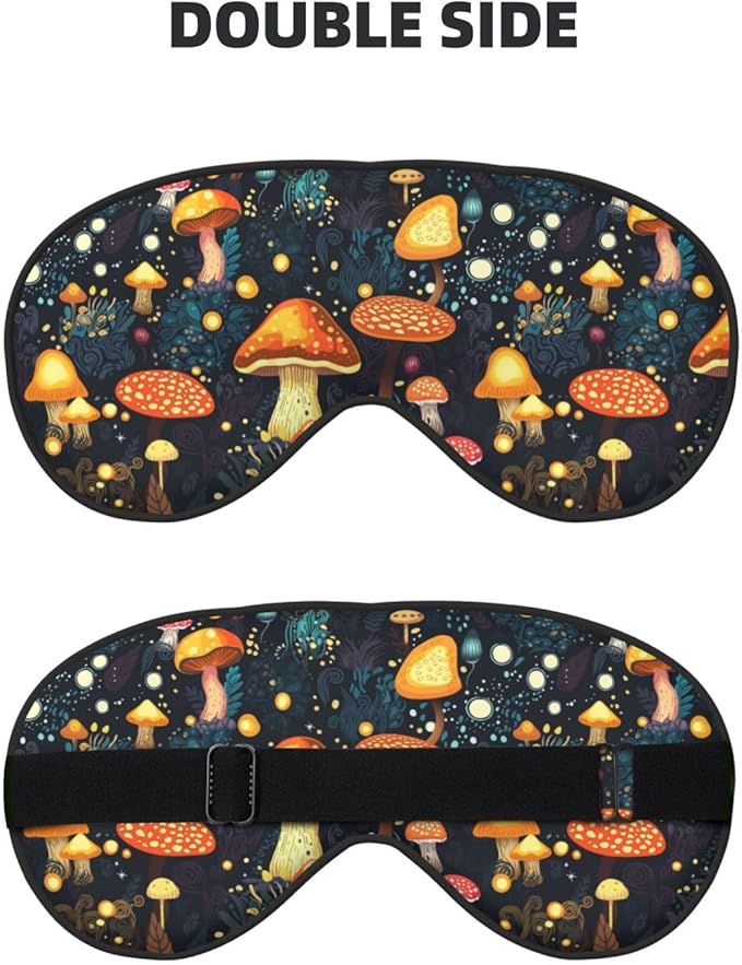 Sleep Eye Mask Mushroom Forest with Lights Sleep Mask for Women Men Comfortable Eye Mask with Adjustable Strap Soft Eye Cover Blindfold for Travel Yoga Nap Shift Work - Bloomnest