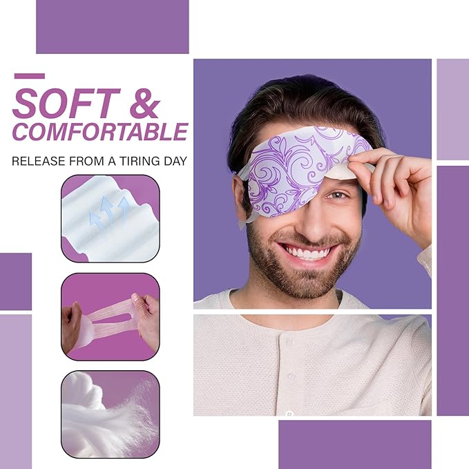 ProCIV 16 Packs Steam Eye Masks for Dry Eyes Self Heated Eye Mask Disposable Sleep Mask Soothing Headache Relief Dry,Hot Warm Compress for Stress Relief Relief Eye Fatigue, Spa Gifts - Bloomnest