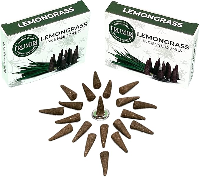 Lemongrass Incense Cones - 60 Cones, Six Packs of 10, Scented TRUMIRI