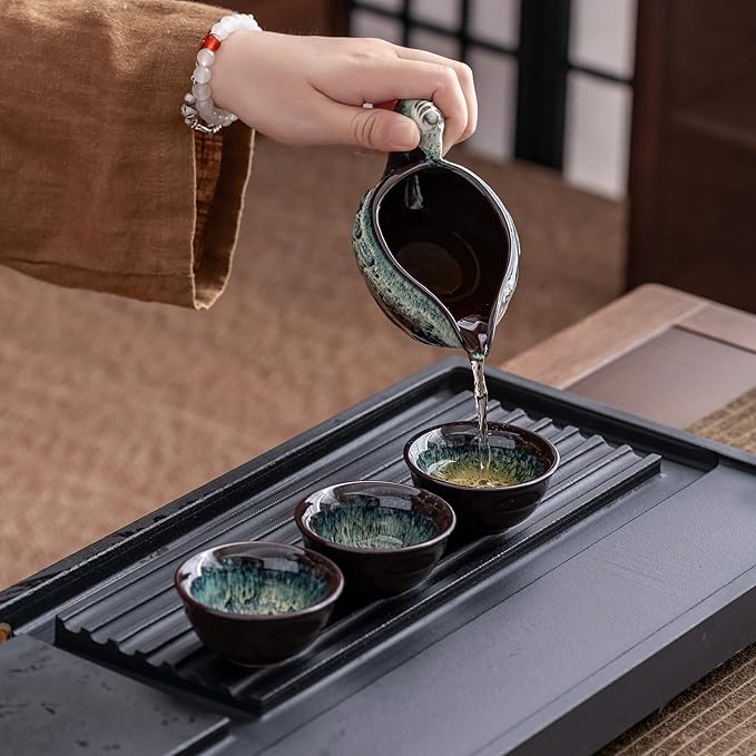Ceramic Teapot with Infuser Semi Automatic Tea Set Magic Teapot with 8 cups Gradient Color (Gradient Dragon- A) - Bloomnest