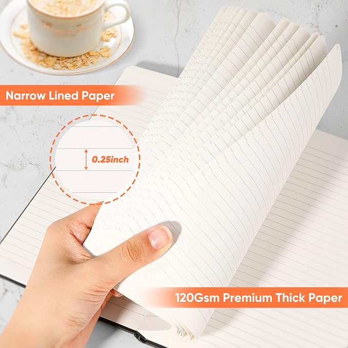 Huhuhero Lined Journal Notebook, 20 Pack Hardcover College Ruled Notebooks for Work School Note Taking, 120 Gsm Thick Paper Journals for Writing, Office School Supplies, 5"×8.25", Black - Bloomnest