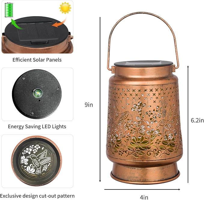 Solar Powered Hummingbird Lantern Lights for Outdoor Garden, Hummingbird Gifts, Mother Gifts, Grandma Gifts, Garden Gifts, Christmas Gifts, Gifts for Women - Bloomnest