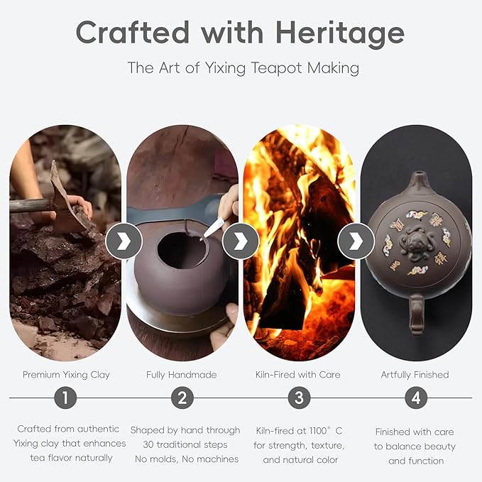 Hand-made Dragon and Phoenix Color-changing Purple Clay Magic Teapot -18oz Large Zisha Tea Pot Chinese Gong Fu Tea Set Tea Lover‘s Gift (Teapot+2Cups) - Bloomnest