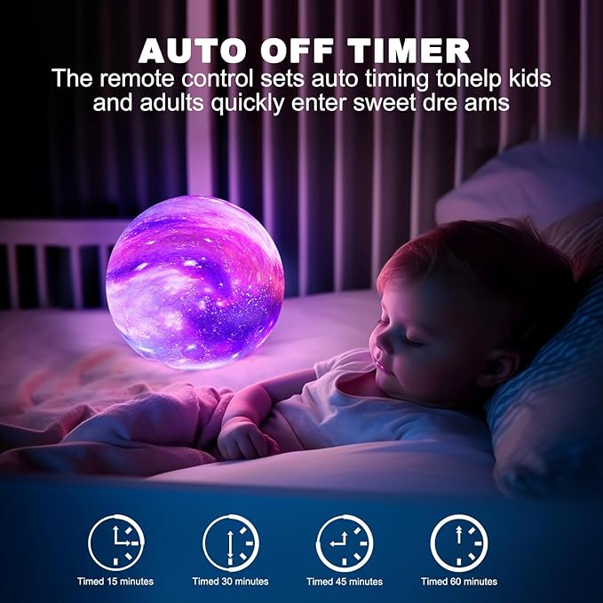 Moon Lamp Galaxy Lamp 6 inch 16 Colors LED 3D Moon Light, Remote & Touch Control Lava Lamp Moon Night Light Gifts for Girls Boys Kids Women Birthday - Bloomnest