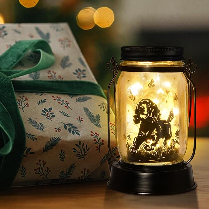 Cocker Spaniel Dog Gifts for Women/Men Cocker Spaniel Solar Lanterns Birthday Dog Lovers Lantern Pet Loss Dog Memorial Lights Solar Garden Decoration for Yard, Patio,Backyard,Porch Torches Light - Bloomnest