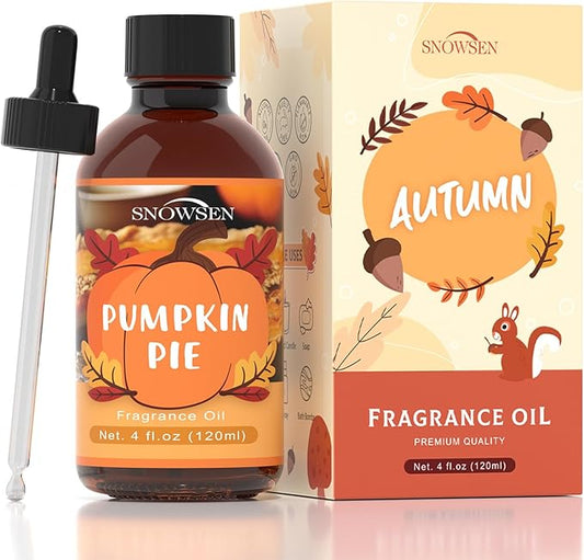 Pumpkin Pie Fragrance Oil 120ml, Autumn Essential Oil for Diffuser, Car Freshies, Long Lasting Fall Scent for Candle & Soap Making, Premium Grade with Dropper, 4 FL.OZ - Bloomnest