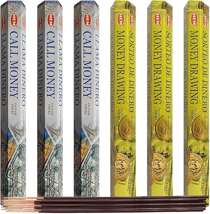 Call Money & Money Drawing Incense Sticks & Holder Bundle Variety Pack from Hem Trumiri Insense Insence