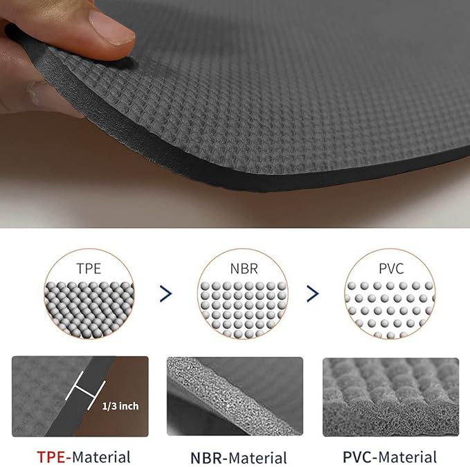 Hatha Yoga Thick TPE Yoga Mat 72"x 27"x1/3 inch Non Slip Eco Friendly Exercise Mat for Yoga Pilates & Floor Workouts