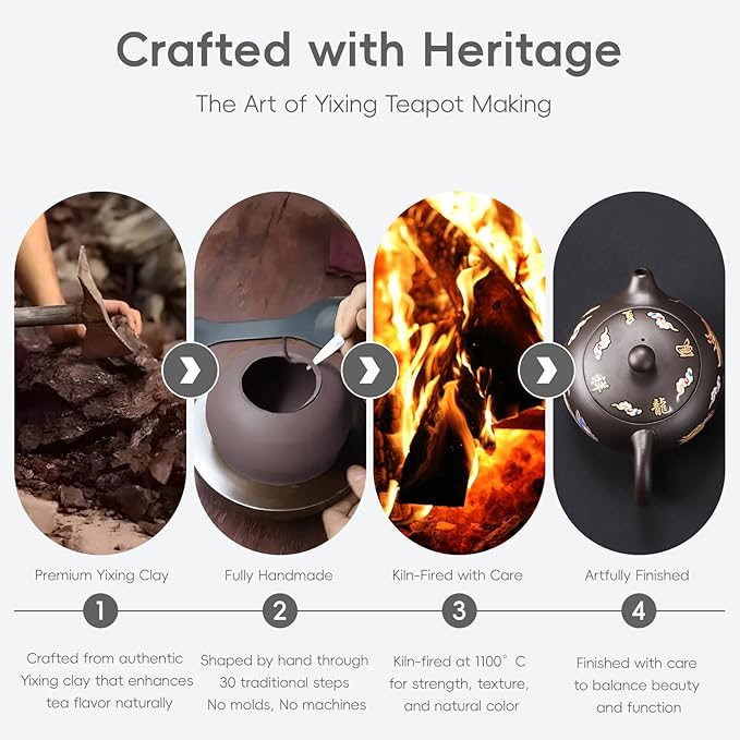 Hand-made Dragon and Phoenix Color-changing Purple Clay Teapot Zisha Tea Pot Kung Fu Tea Set Tea Lover‘s Gift (Teapot) - Bloomnest