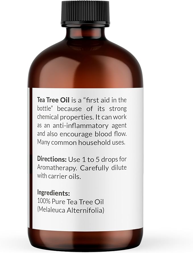 NaturoBliss Essential Oil with Glass Dropper - 100% Pure and Natural - Essential Oils for Diffuser, Aromatherapy, Soap and Candle Making, Tea Tree Essential Oil, Tea Tree Oil, 4 Fl Oz - Bloomnest
