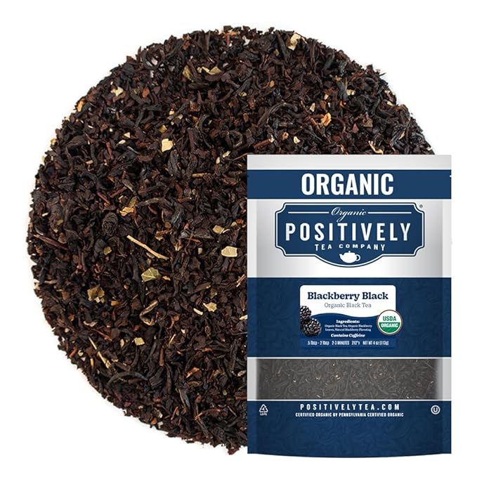 Organic Positively Tea Company, Blackberry Black Tea, Loose Leaf, 4 Ounce - Bloomnest