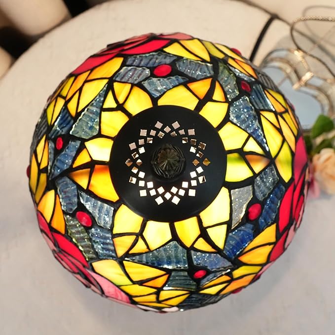 Tiffany Lamp Bedside Table Lamp-Nightstand,Stained Glass Lamp for Bedroom Dorm Living Kitchen, Aesthetic Cute Home Decor Gift (Rose) - Bloomnest