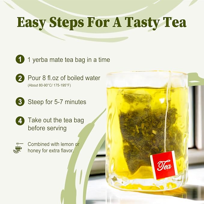 FullChea - Yerba Mate Tea Bag, 40 Teabags, 3g/bag - Unsmoked, Cultivated From Argentina - Rich In Antioxidants And Plant Nutrients - Bloomnest