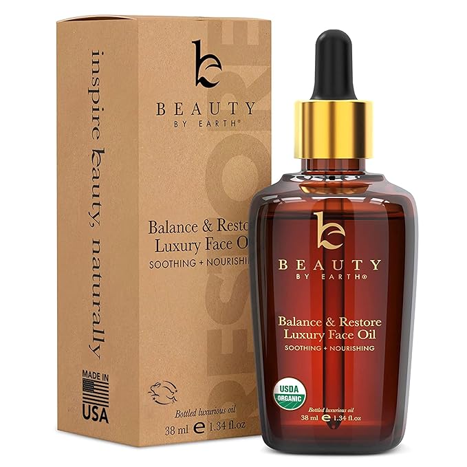 USDA Organic Face Oil - USA Made with Natural Ingredients, Anti Aging Formula for Acne-Prone & Oily Skin, Facial Oil with Vitamin E, Rosehip, Argan & Jojoba Oils for Sensitive Skin, Eczema & Rosacea - Bloomnest