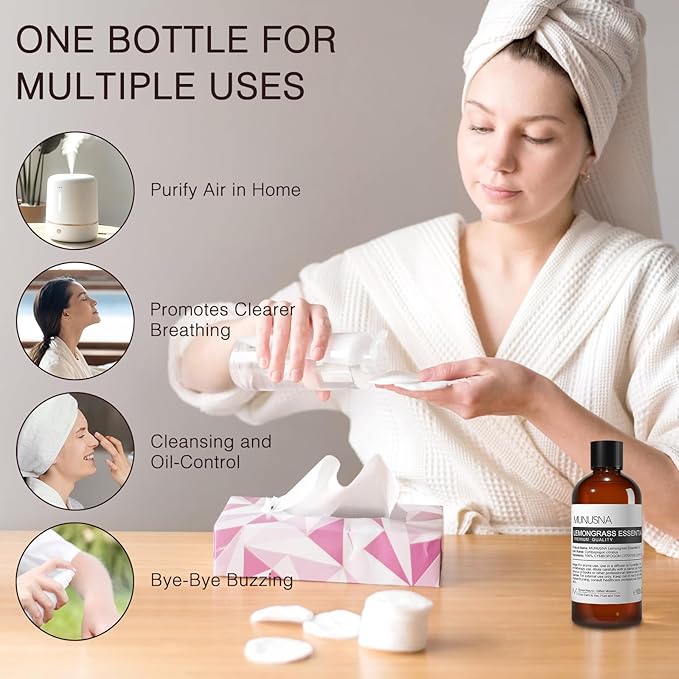 Lemongrass Essential Oil, 100% Natural & Pure Lemongrass Oil 100ML, Premium Grade Essential Oils Aromatherapy Scented Oils for Diffusers, Home Care, Skin, Laundry, Spray, Candle Soap Making - Bloomnest
