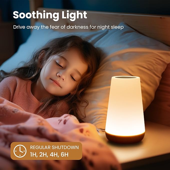 THAUSDAS Night Light, Dimmable Touch Lamp for Bedroom, Portable Table Bedside Lamp, 5 Brightness 13 RGB Colors, Night Lights for Baby Nursery Bathroom - Bloomnest