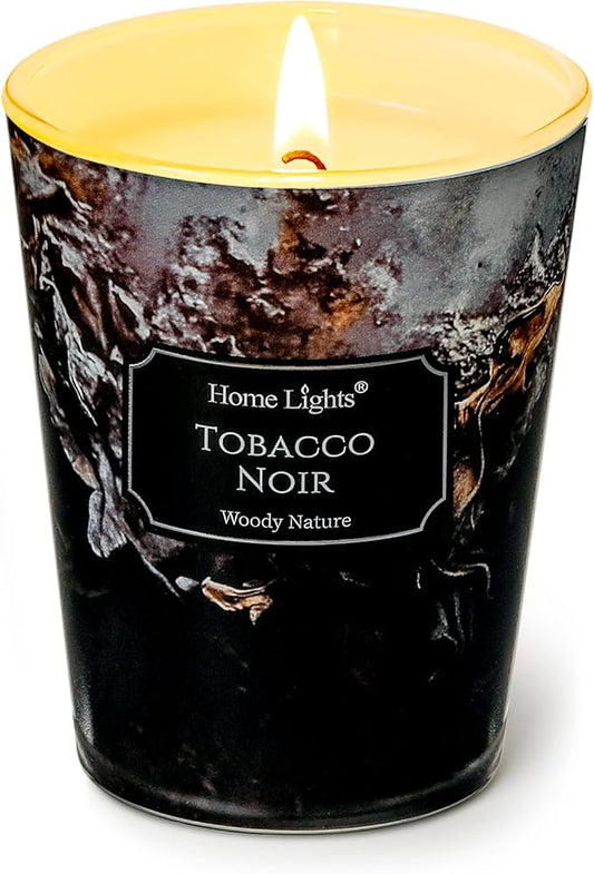 HomeLights Scented Candles for Women & Men, 6.7oz Candle Jars Aromatherapy Single Wick Candle, Ideal for Industrial Chic Home Decor and Gifts, Tobacco Noir - Bloomnest