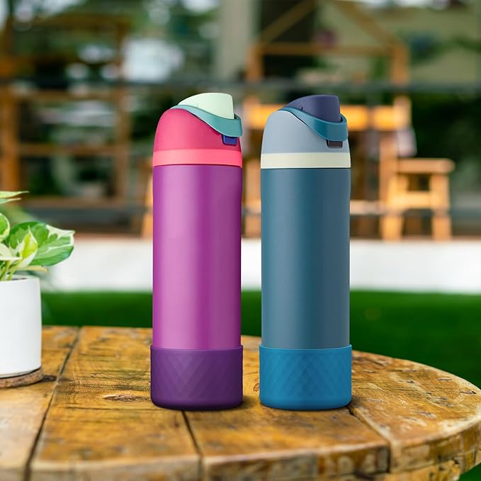 2PCS Silicone Water Bottle Boot for Owala 24oz 32oz 40oz, Anti-Slip Protective Sleeve Bottom Bumper Protector for FreeSip, Twist, and Flip Stainless Steel Water Bottles Alwenid