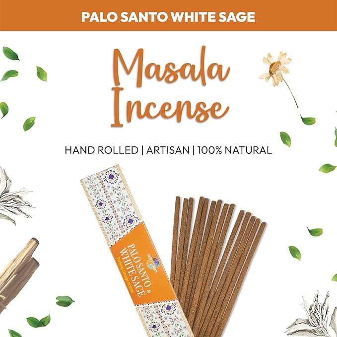 Sacred Elements Palo Santo Incense Sticks – 12 Boxes (100+ Hand-Rolled Sticks) – Indian Masala Incense with Authentic Peruvian Wood – for Meditation, Cleansing & Energy Protection.