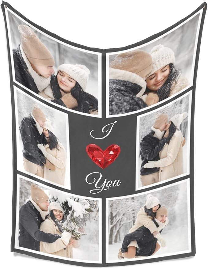I Love You Gifts for Couples, Custom Blanket with Photos, Personalized Blankets with Pictures, Photo Blankets Using My Own Photos, Personalised Gifts for Christmas - Bloomnest