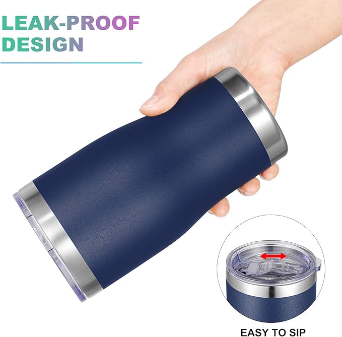 VEGOND 20oz Tumbler Stainless Steel Tumbler Cup with Lid And Straw Vacuum Insulated Double Wall Travel Coffee Mug(Navy Blue 1 Pack)