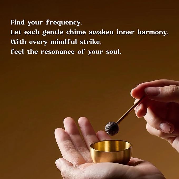 Singing Bowl Set for Aromatherapy, Mini Tibetan Sound Bowl & Mallet, Handmade Meditation Singing Bowl for Yoga, Heart Sound Healing Instruments, Home Decor Gift Fumgranth