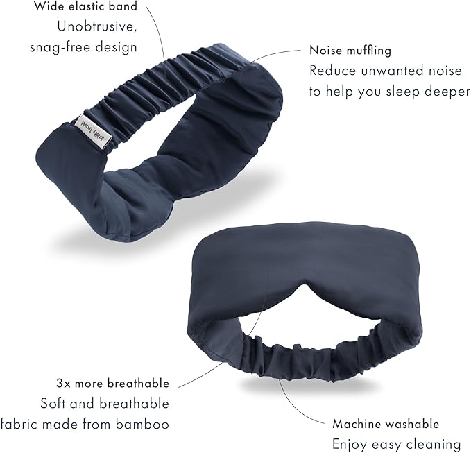 Infinity Travel - Bamboo Sleep Mask - Silky Soft Eye Mask - Comfortable - 100% Light Blocking Night - Machine Washable (Midnight Grey) - Bloomnest
