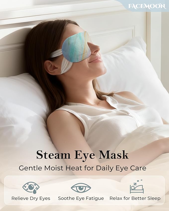 Self Heating Steam Eye Masks: 16 Packs Disposable Moist Heated Masks for Dry Eyes, Digital Eye Strain, Puffiness & Stress Relief – Warm Compress for Relax, Travel, Office, Sleep & Spa, Unscented