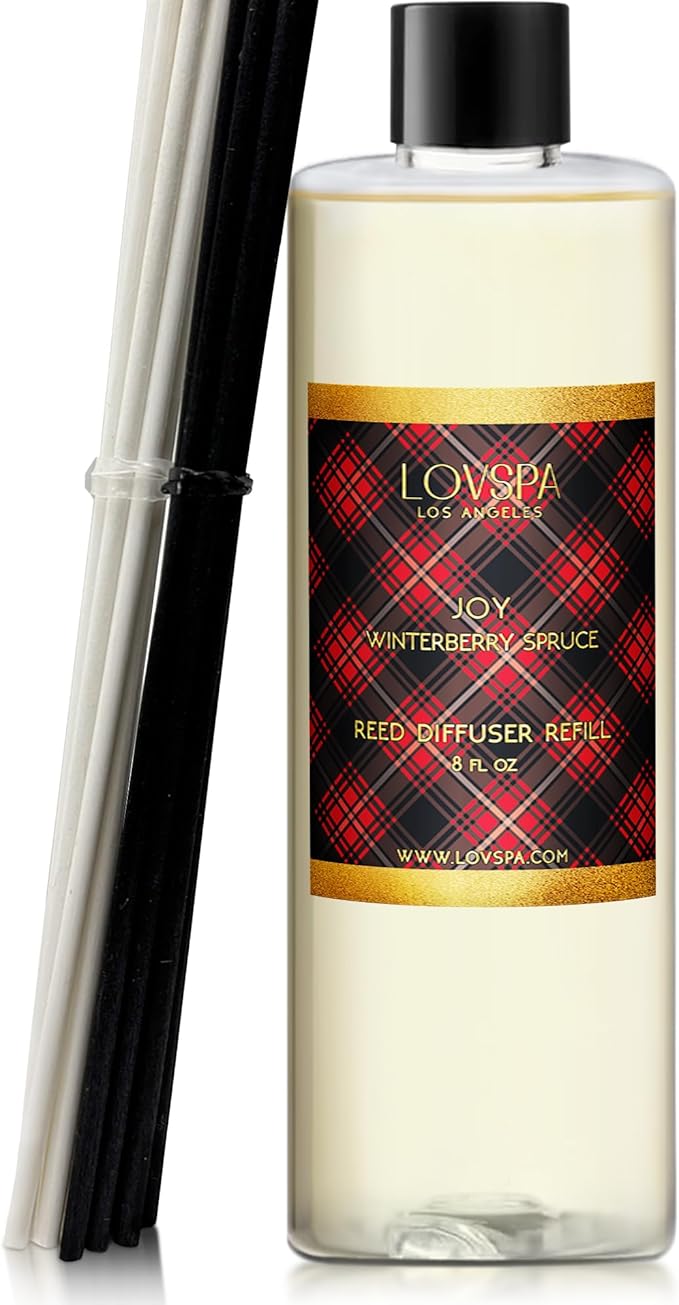 LOVSPA Joy Winterberry Spruce Diffuser Oil - Holiday Essential Oils for Diffuser Refill & Air Freshener Room Spray - Long-Lasting & Natural Home Fragrance, Scented Oil for Diffusers, USA Made, 8 oz - Bloomnest